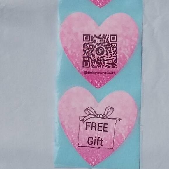 Handcrafted Other - Custom QR Code or Free Gift Stickers Pink Heart Stickers 50pc Handcrafted